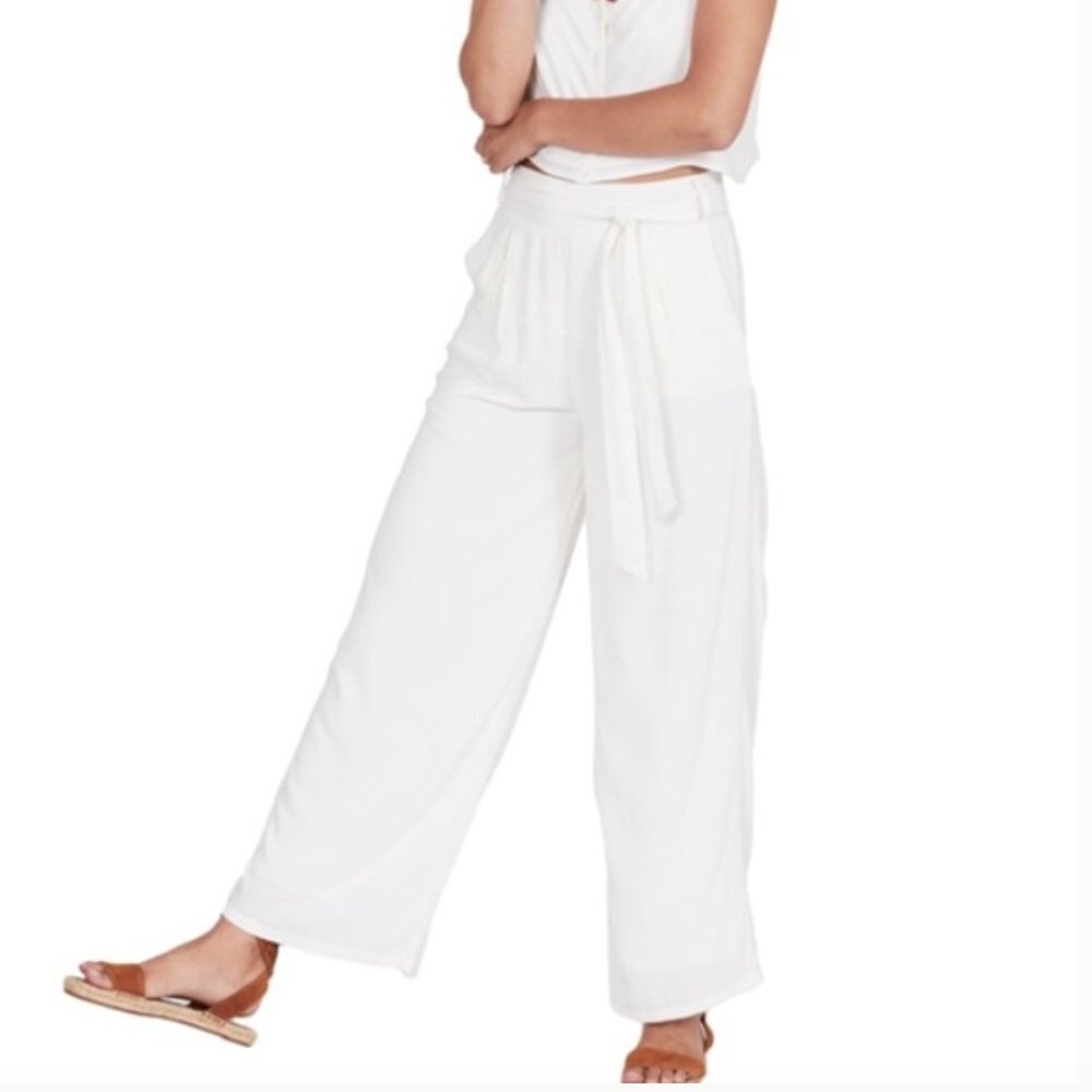 Amuse Society wide leg lined flowing boho pants front tie elastic waist size S
